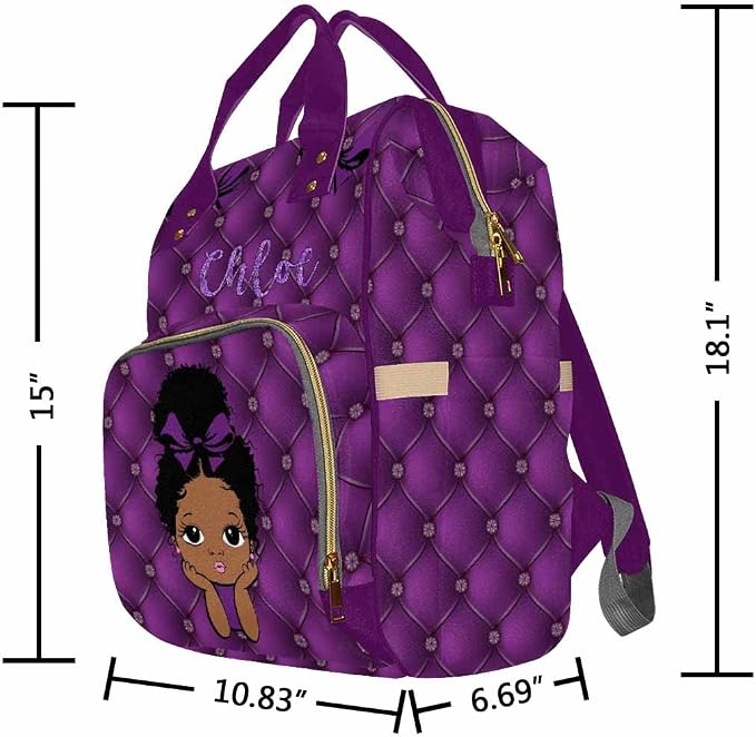 InterestPrint Custom Diaper Bag Personalized With Text - Mummy Nappy Backpack, Fashion Shoulders Casual Daypack Travel for Women Men
