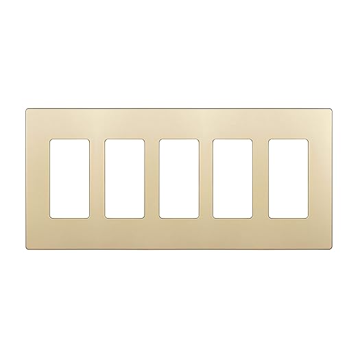 ENERLITES Elite Series Screwless Decorator Wall Plate Child Safe Outlet Cover, Gloss Finish, Size 5-Gang 4.68" H x 10.14" L, Unbreakable Polycarbonate Thermoplastic, SI8835-GD, Gold
