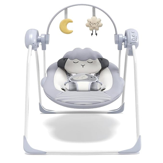 Baby Swings for Infants, Portable Baby Swing with 5-Speed, with Music and Timing for 0-9 Months 6-20 lbs