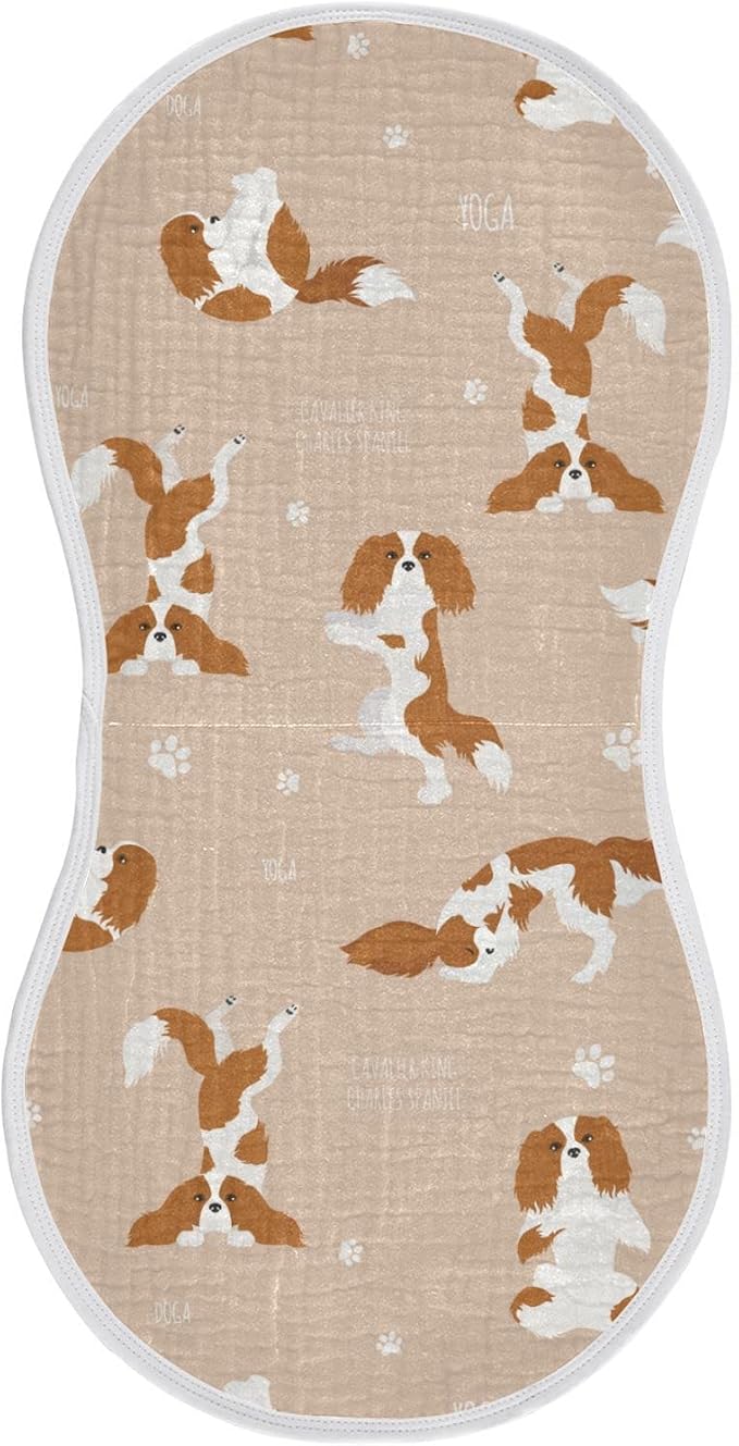 Yoga Cavalier King Charles Spaniel Dog Muslin Burp Cloths for Baby 1 Pack 100% Cotton Baby Washcloths Bibs for Boy Girl
