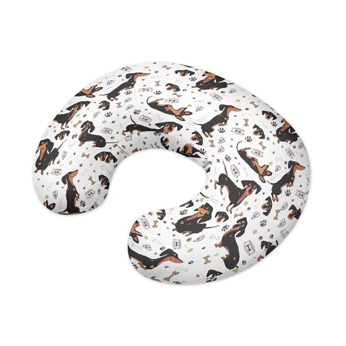 Breastfeeding Pillow Slipcover for Baby Boys & Girls, Puppy Print Nursing Pillow Case for Newborn, Soft Fabric Fits Snug On Infant