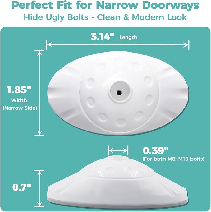 Baby Gate Wall Protector 4 Pack, Wall Cups with Hidden Bolt Covers for Pressure Mounted Baby and Pet Gates, Fits M8/M10 Spindle Rods, Protects Walls and Baseboards