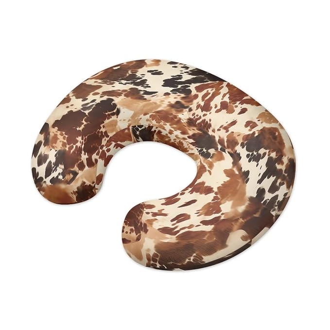 Brown Cow Hide Print Baby Nursing Pillow Slipcover Cover with Hidden Zipper Soft Skin-Friendly Baby Nursing Pillowcase Easy to Put On & Take Off Breastfeeding Pillow Covers