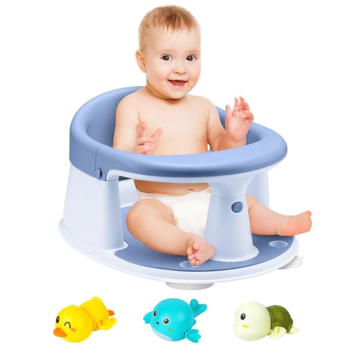 Baby Bath Seat, Infant/Toddler Sit Up Bathtub Seat for 6-12-24 Months, Baby Bath Essentials, Great Shower Gifts for Newborn and New Mothers
