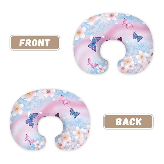 Cherry Blossom Butterfly Nursing Pillow Covers for Breastfeeding Pillow, Cozy Nursing Slipcover Breastfeeding Pillow Covers for Breastfeeding Mom