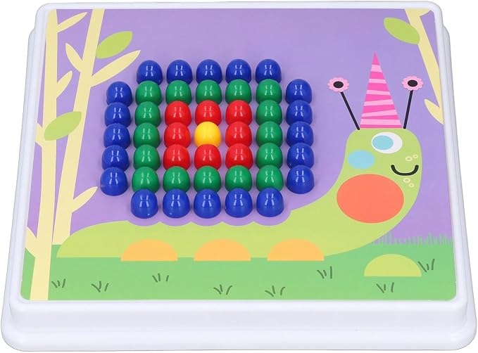 CCYLEZ Mushroom Nail Puzzle Board, Colorful Pegboard Toy Set for Kids Develop Fine Motor Skills Hand Eye Coordination with 240 Pegs 8 Cards Storage Bag Safe Plastic Material