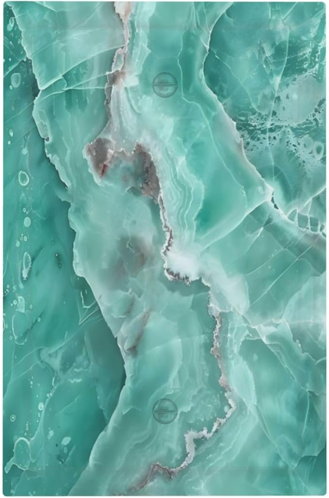 Turquoise Green Tiles Abstract Luxurious Print Light Switch Cover Plate 1 Gang No Device Blank Electrical Wall Plates Faceplate Decorative Switch Plate Covers for Bathroom Kitchen Decor