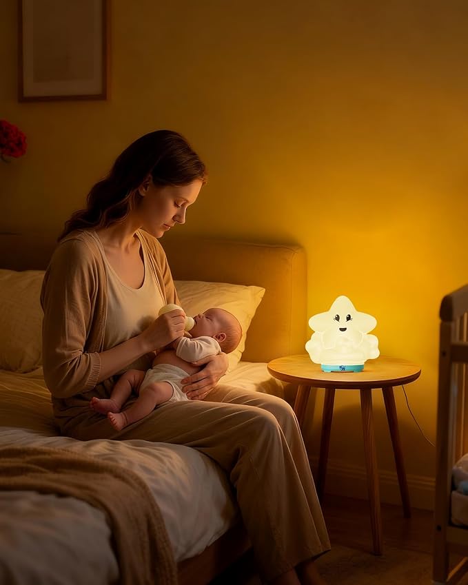 wapentake® Baby Night Light, Kids Night Light with Bluetooth Speaker & Music, Portable Nursery Night Light for Girls Bedroom, 16 Colors Changing Toddler, APP Control Rechargeable Lamp(Multi-Colored)