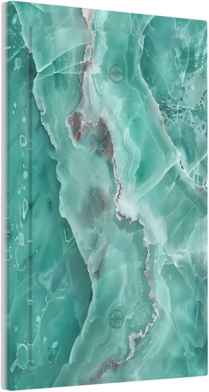 Turquoise Green Tiles Abstract Luxurious Print Light Switch Cover Plate 1 Gang No Device Blank Electrical Wall Plates Faceplate Decorative Switch Plate Covers for Bathroom Kitchen Decor
