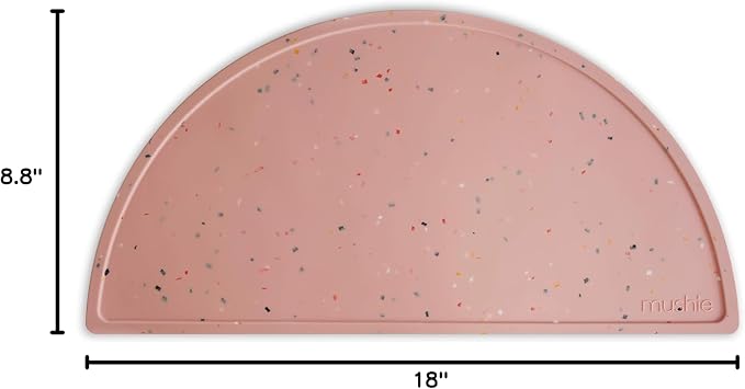 mushie Silicone Placemat for Kids | BPA-Free Non-Slip Design (Powder Pink Confetti)