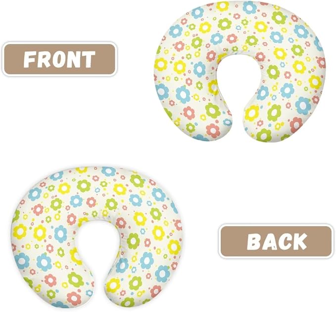 Colorful Flower Nursing Pillow Detachable Newborn Original Breastfeeding Slipcover Case and Positioner U-Shaped Head Support Protector Cushion Essential with Hidden Zipper Easy Care