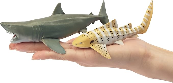 Toymany 6PCS 5-6" L Realistic Shark Bath Toy Figurines, Plastic Ocean Sea Animals Figures Set Includes Great White Shark Cake Toppers Christmas Birthday Gift for Kids Toddlers