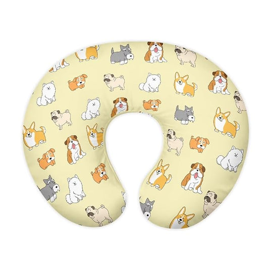 Cute Dog Baby Nursing Pillow Cover for Newborn, Stretchy Replaceable Pillow Cover Slipcover U-Shaped Breastfeeding Pillowcase Cushion Cover