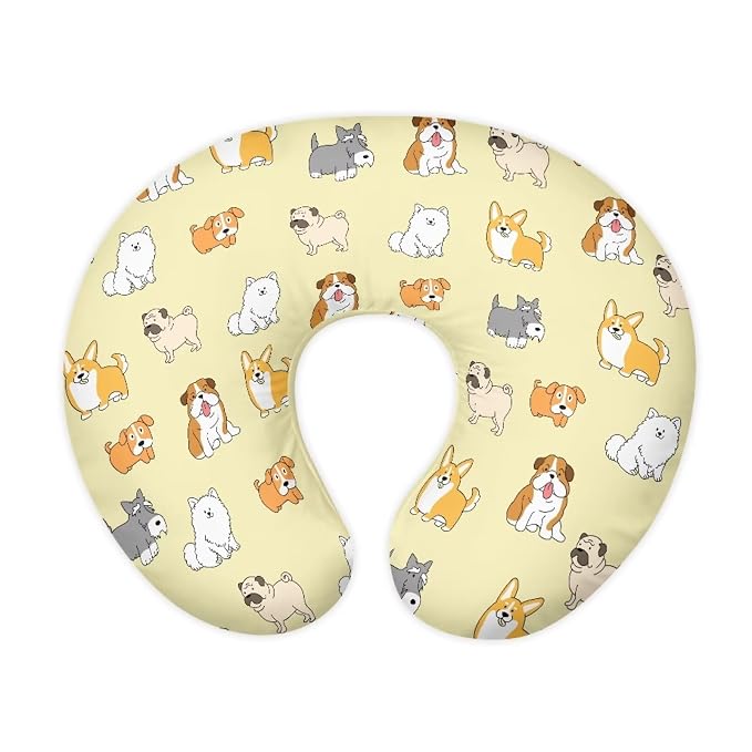 Cute Dog Baby Nursing Pillow Cover for Newborn, Stretchy Replaceable Pillow Cover Slipcover U-Shaped Breastfeeding Pillowcase Cushion Cover