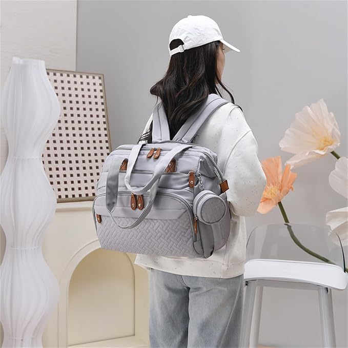 Diaper Bag Backpack with Changing Pad, Pacifier Case, Multi Functional Backpack Mommy Bag with Insulated Pockets (Gray)