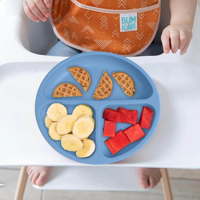 Vicloon Suction Plates, 2 Pcs Baby Toddler Plate, 100% Food Grade Silicone BPA Free Baby Plates, Divided Plate Design, Silicone Grip Dish Microwave & Dishwasher Safe