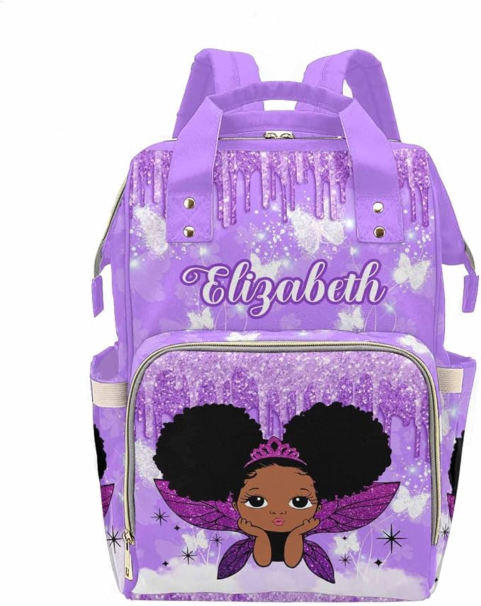 M YESCUSTOM Custom Name Mommy Backpack with Butterfly Personalized Changing Bags for Women Customized Nursing Travel Nappy Bags