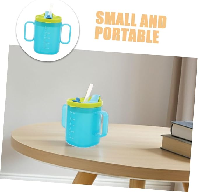 Holibanna 2pcs Training Cup Safe Drinking Cup with Straw Double Handle Design for Elderly Convenient Capacity for Home and Travel