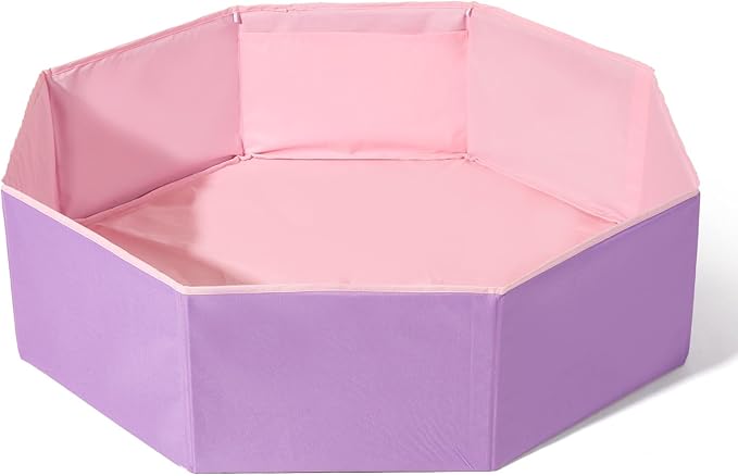 GOGOSO Foldable Ball Pit for Toddlers Large Soft Indoor Outdoor Pop Up Baby Kids Infant Ballpit Big Collapsible Puppy Dog Cat Pits with Basketball Hoop (Balls Not Included) Pink Purple