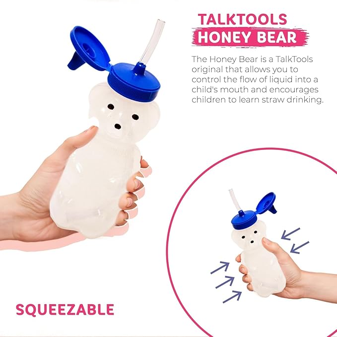 TalkTools Honey Bear Straw Cup with Handle, 5oz ??Soft Straw Trainer for Babies & Toddlers 4+ Months ??Easy-Grip, Dishwasher Safe.