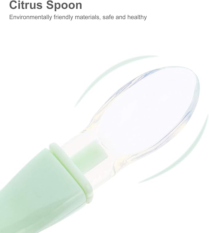 Kisangel Baby Scraper Spoon, Double Head Silicone Spoon Fruit Mud Puree Scraper for Practical Baby Training Feeding Shower, Green