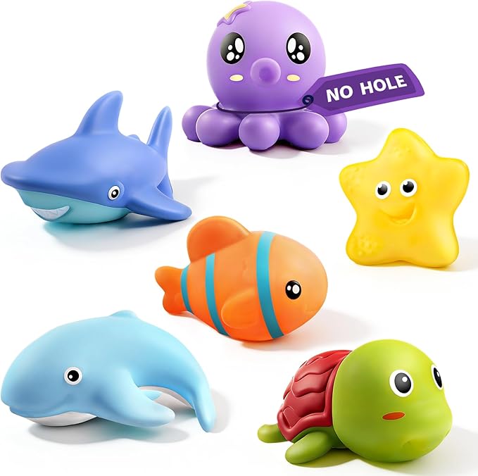Hely Cancy Infant Bath Toys for 18 Months - No Hole Animal Bathtub Toys, Baby Bath Tub Toys