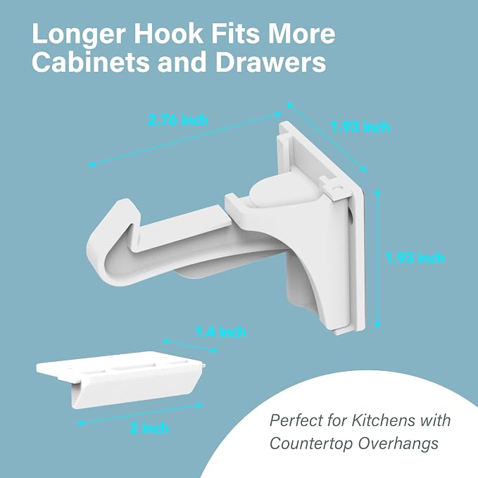 12 Pack Invisible Baby Proofing Cabinet Locks, Drawer Locks, Child Safety Cabinet Latches, On/Off Switch, Strong Adhesive Easy Installation, No Drilling or Tool Needed, White