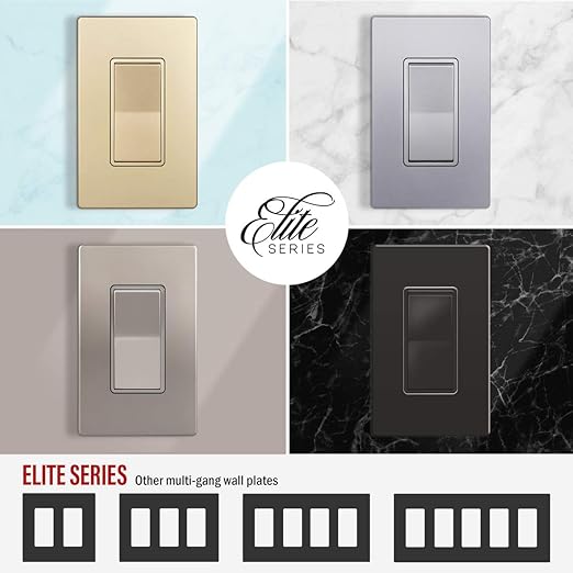 ENERLITES Elite Series Screwless Decorator Wall Plate Child Safe Outlet Cover, Gloss Finish, Size 1-Gang 4.68" H x 2.93" L, Unbreakable Polycarbonate Thermoplastic, SI8831-SV, Silver