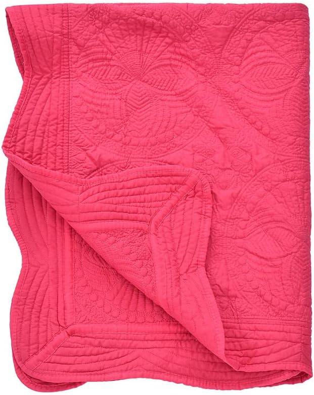 Personalized Passion Baby Blankets for Girls and Boys - Monogrammed Blanket with Embroidered Name - Super Soft and Cozy Cotton Baby Quilt with Scalloped Edges - 36x46 Inches - Hot Pink