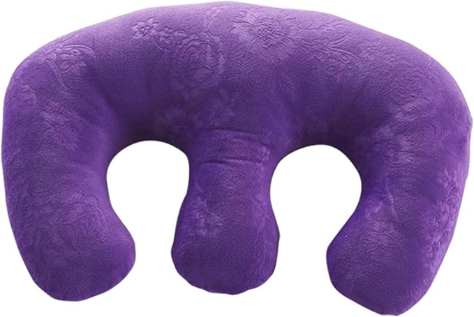 Chest Pillow Breast Support Velvet Cotton Massage Cushion Detachable Pad Comfortable Bolster Suitable for Salon Home Travel Breastfeeding Sleep, Purple, 16.9x11 inch