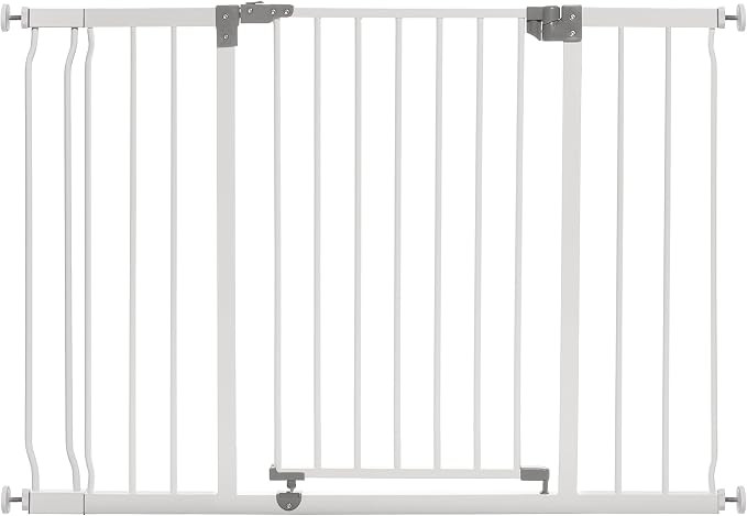 Dreambaby Liberty Extra-Wide Hallway Baby Safety Gate Set - with 3.5"/ 9cm Wide Extension - Smart Stay Open Feature - Fits Openings 39-45.5 inches Wide & 30 inches Tall - White - Model L777BB