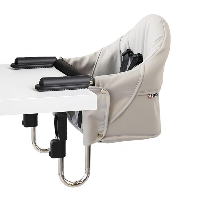 guzzie+Guss Perch Hook On High Chair – Portable Clip On Table Chair for Baby & Toddler | Travel High Chair for Restaurants, Picnics, Camping, Beach, Vacation | Boys & Girls 4M+ | Pearl
