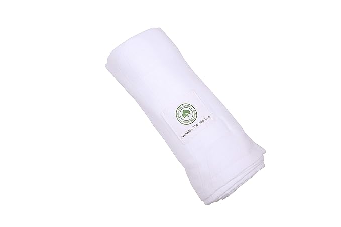 Organic Cotton White Swaddle Blanket for Newborn - 47"x47", 100% Organic, Toxic-Free, All-Natural, Muslin, Newborn Baby Gauze Swaddling Blanket - 100% Certified Organic Cotton (White - 1 Pack)