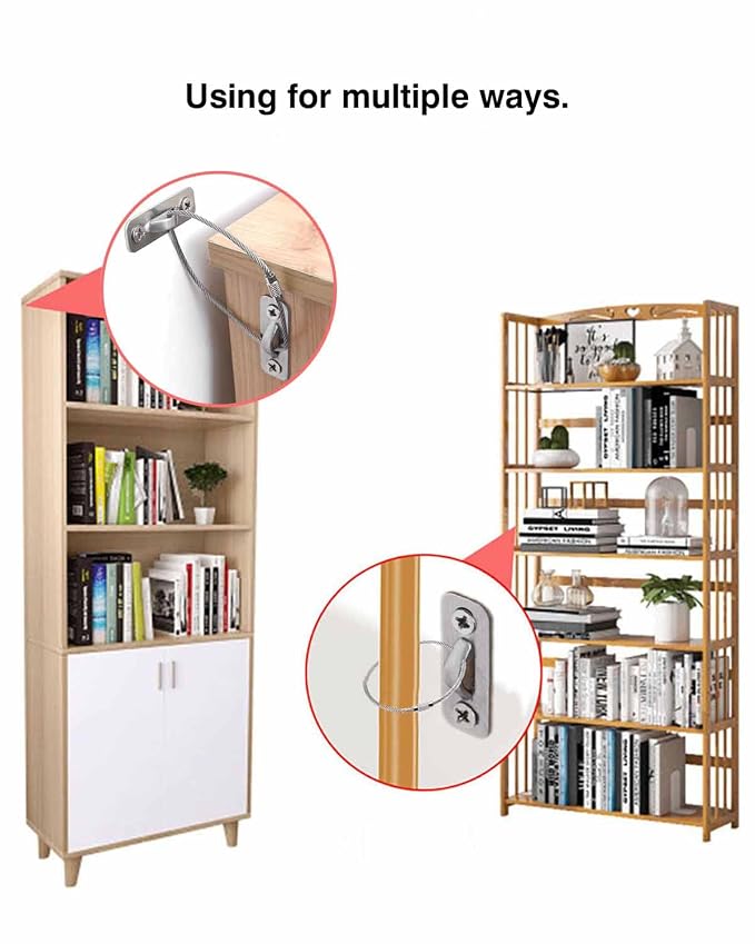 6 Pack Furniture Anchors Kit for Baby Proofing, Furniture Straps Use to Prevent Falling and Anti Tip, Dresser Or Cabinet to Wall Anchors, 8in