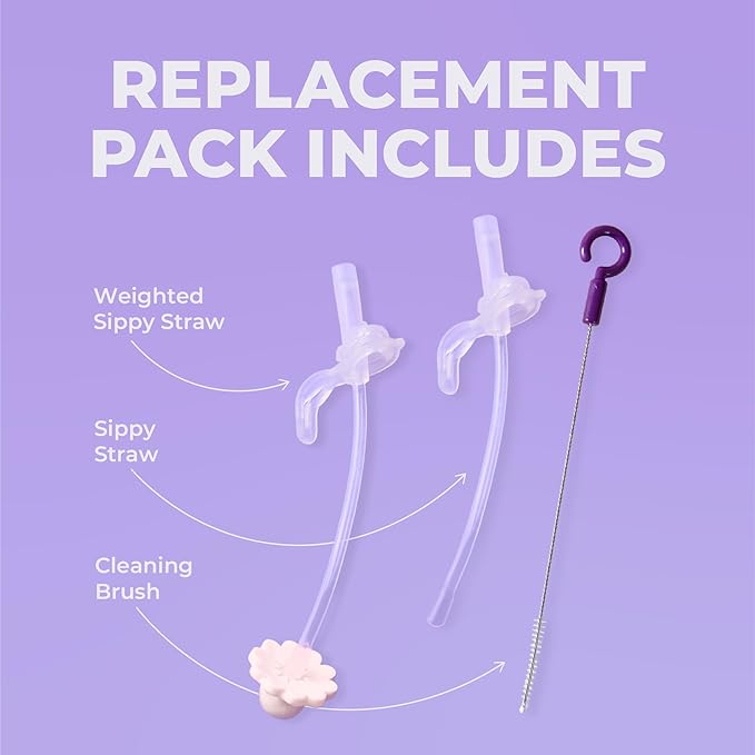 Lansinoh b.box Sippy Cup Replacement Straw Pack | Includes 1 Cleaning Brush, 1 Standard and 1 Weighted Straw, | Fits Sippy Cups