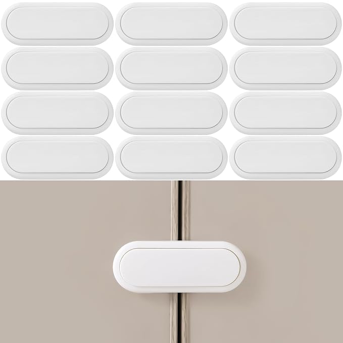 Fursafe&Q Baby Proof Cabinet Locks, Child Safety Locks Adhesive Drawer Lock for Fridge Ovens Dresser Closet Latches No Drill Multi-Purpose Cupboard Locks for Furniture Kitchen 12Pack