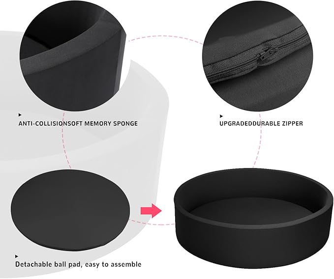 TRENDBOX Extra Large Soft Foam Ball Pit 51.2" x 11.8" (NO Balls) in Large Sponge Round Ball Pool Indoor Round Ball Pits Children Toddler Playpen - Black