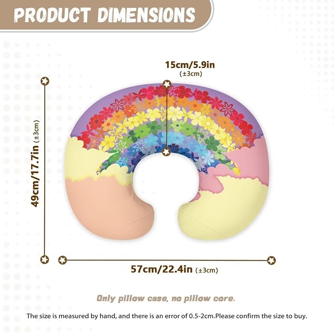 Rainbow 1 Nursing Pillow Cover Breast Feeding Pillow Covers 1 Pack for Breastfeeding Pillow Soft and Cozy Fits Snug On Infant Breastfeeding Pillow Slipcover Cover Only