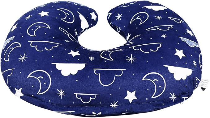 IBraFashion Nursing Pillow Cover Fits for Boppy Nursing Pillow Original, Nursing Slipcovers for Breastfeeding Mom Breathable & Skin-Friendly, Navy Blue Stars and Clouds Nursing Covers