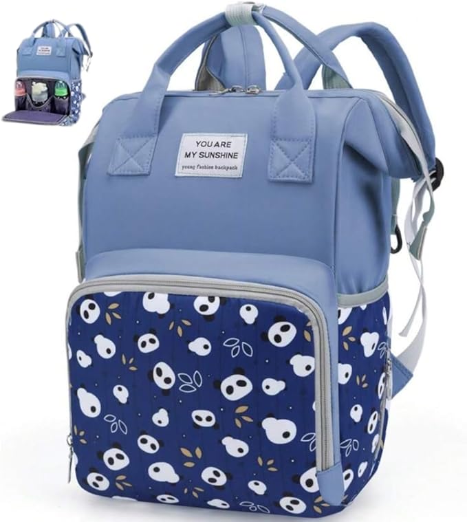 Small Diaper Bag Backpack for Baby Boy with Insulated Pockets, Stroller Straps. Blue Baby Bag for Mom Dad.
