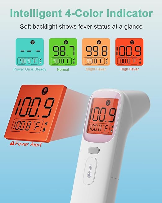 Ear Thermometer for Kids - Baby Forehead Pink Thermometer FSA-HSA,Digital Infrared Thermometers for Adults,Accurate No Touch Termometro with Fever Alarm & Mute Mode,40 Memories(Pink 1 Pack)