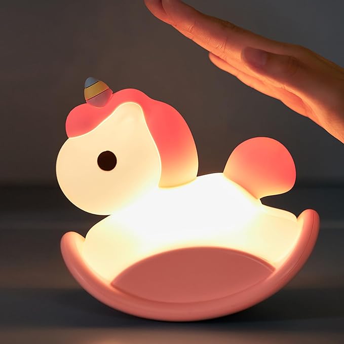 LEDHOLYT Kids Unicorn Night Light - Cute Animal Design for Boys & Girls, Perfect for Baby & Toddler Bedrooms, Pink Trojan Bedside Lamp