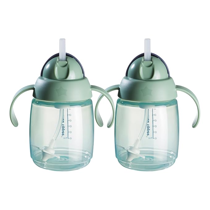 Tommee Tippee Superstar Weighted Straw Cup, 6m+, 10oz, Pack of 16 Spill-Proof Training Cup for Toddlers, Green, Leak and Shake-Proof, Easy-Hold Handles and BPA Free