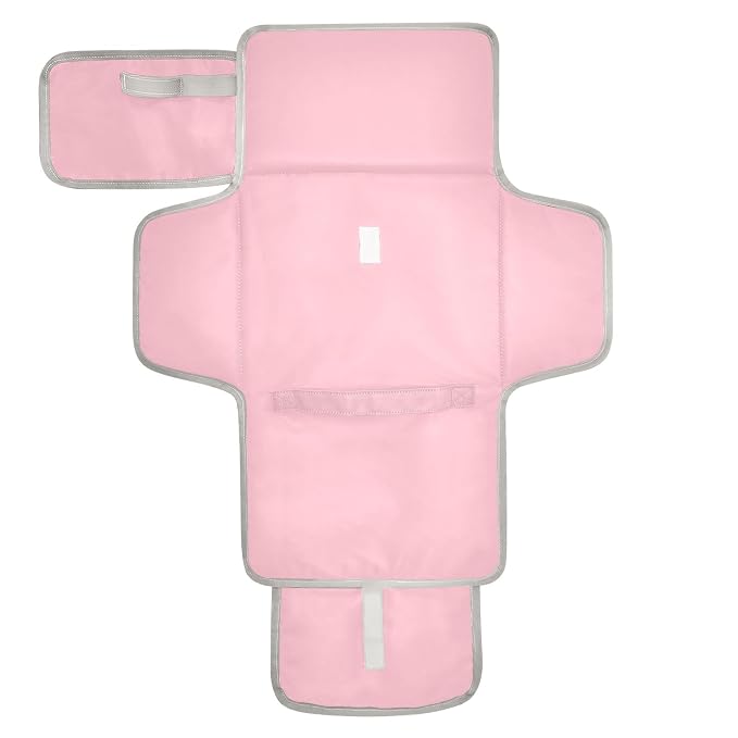 Pink Portable Diaper Changing Pad for Baby, Waterproof & Foldable Changing Mat, Soft & Comfortable with Wipes Pocket, Baby Essentials
