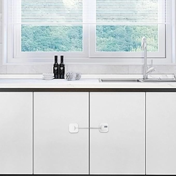 Cabinet Locks with Combination,Drawer Lock,Child Proof Refrigerator Lock,Child Safety Locks for Cabinets (White 4pcs)