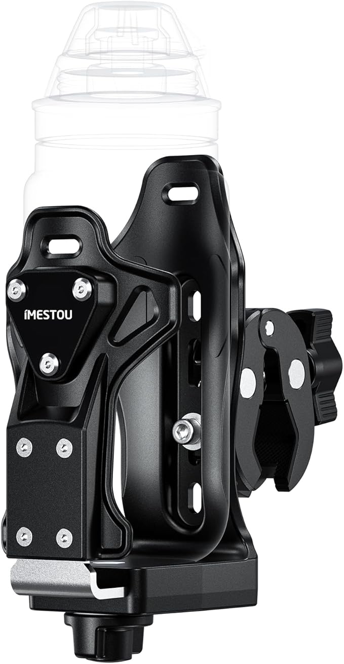 iMESTOU Motorcycle Cup Holder, ATV Water Bottle Holder Compatible with 50-90mm Dia. Cups Drinking Bottles Fits for 12-45mm Handlebars on Bike Scooter Stroller Golf Cart Wheelchair...