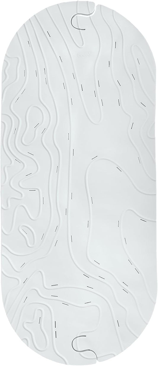 Boon GRIFFLE Textured Non Slip Baby Bath Tub Mat with Hanging Hook and Drain Holes, Gray