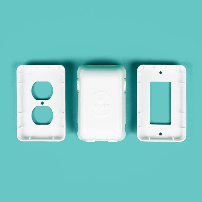 Regalo Safety Outlet Covers for Baby Proofing, Child Proof Wall Outlet Cover Guard with Space for Cords ??Fits Standard & Single Outlets (2 Pack, White)