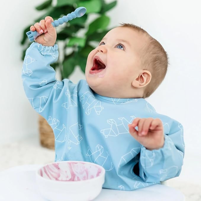 Ryan & Rose Ultimate Baby Utensil Set of 3 Silicone Baby Spoons Silicone feeding set for baby led weaning, self feeding 6 months, toddler utensils (Oxford)