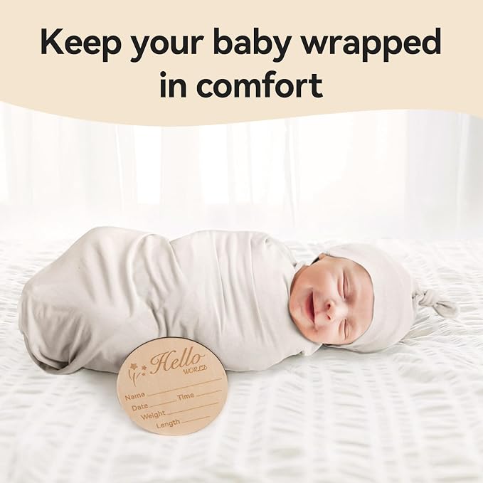 BubblePanda Rayon Made from Bamboo Baby Swaddle Blanket,2 Pack Soft & Breathable Receiving Blankets for Infant Newborn, Swaddle Wrap for Babies Girl and Boy, 47 x 47 Inch, (Slate & Oat)